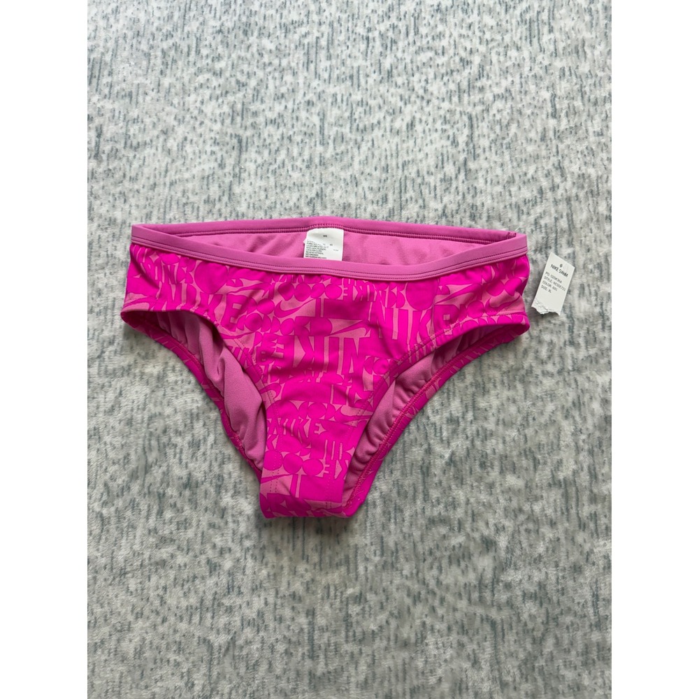Nike‎ Girls Pink Logo Print Bikini Swim Bottom NESSE721 Size XL Kids